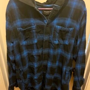 Blue plaid pacsun Los Angeles large hooded shirt
